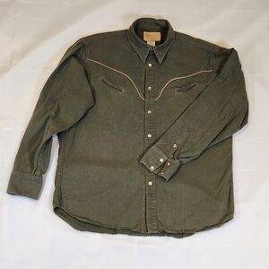 Schaefer Outfitter Pearl Snap Western Button Down Work Shirt Green Men’s Size XL